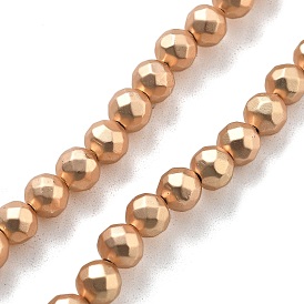 Запекание ниток окрашенных синтетических немагнитных гематитовых бусин, круглые, граненые