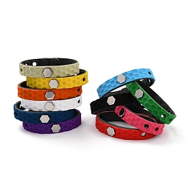 Flat Silicone Cord Bracelets, Hexagon Beads Adjustable Bracelet for Men Women