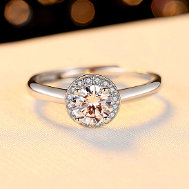 Стильное серебряное кольцо s925 с муассанитом 50ct, регулируемый и сверкающий