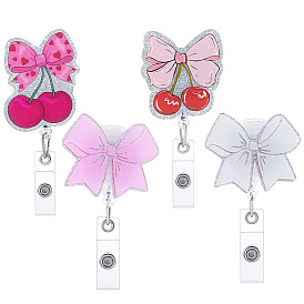 4 шт. 4 стили акриловые выдвижные катушки для значков, держателей карт, с платиновыми кнопками, выдвижной держатель удостоверения личности для медсестер, бантом