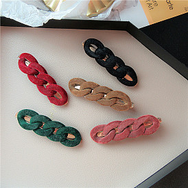Chic Fabric Chain Hair Clip Side Clip Duckbill Clip Solid Color Hairpin