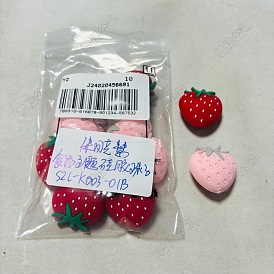 10 pcs 2 couleurs fraise perles focales en silicone écologique de qualité alimentaire
