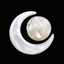 Natural White Shell Beads Set, Moon with Round