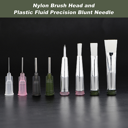 Facial Tool Sets, with Nylon Brush Head and Plastic Fluid Precision Blunt Needle Dispense Tips