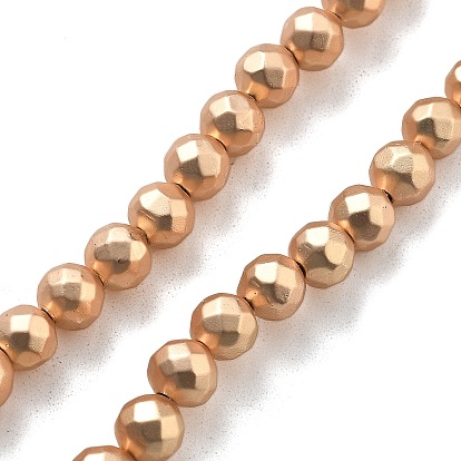 Запекание ниток окрашенных синтетических немагнитных гематитовых бусин, круглые, граненые