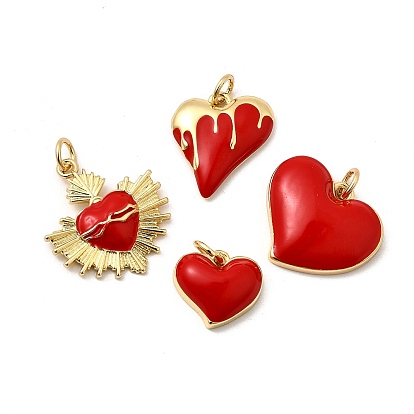 Латунь эмаль подвески, с целью перехода в кольце, без кадмия и без свинца, реальный 16 k позолоченный, шарма сердца