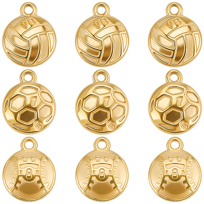 18 шт. 3 стили: спортивная тематика 304 подвески из нержавеющей стали, разнообразные, ионное покрытие (ip)