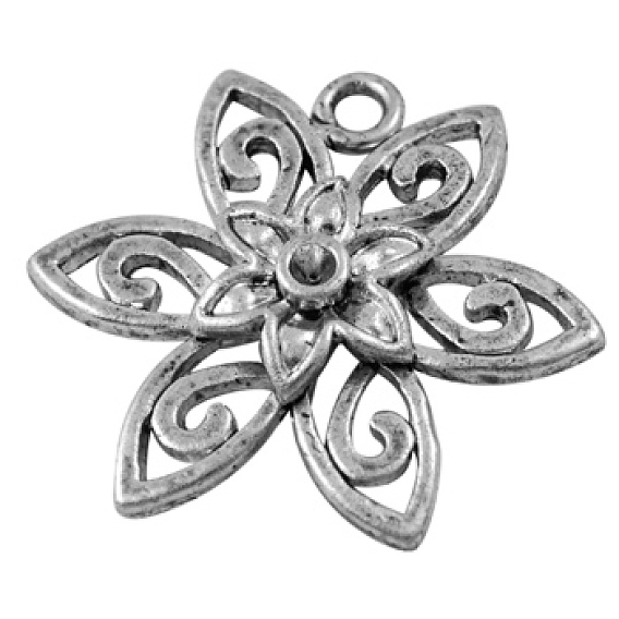 Сплавочные подвески тибетского стиля, без свинца и без кадмия, цветок, 21x23x3.5 мм, отверстие : 2 мм