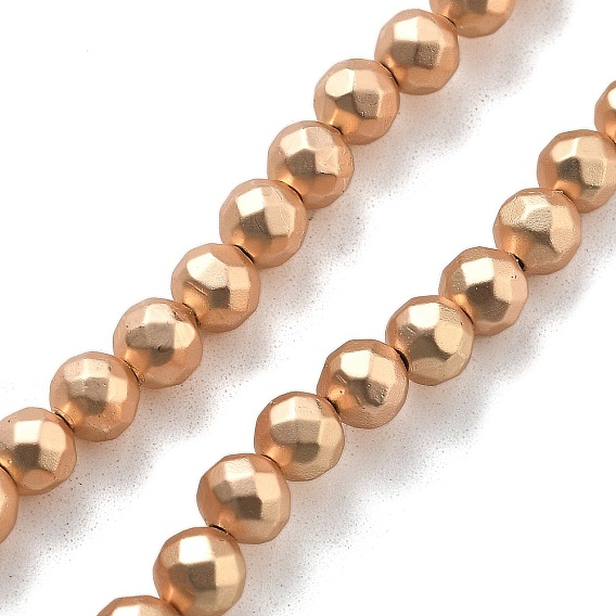 Запекание ниток окрашенных синтетических немагнитных гематитовых бусин, круглые, граненые