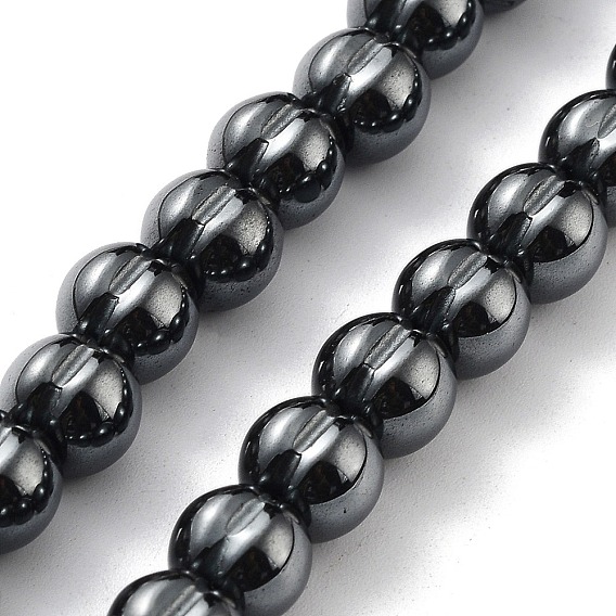 Synthetic Non-Magnetic Hematite Beads Strands, Grooved Round