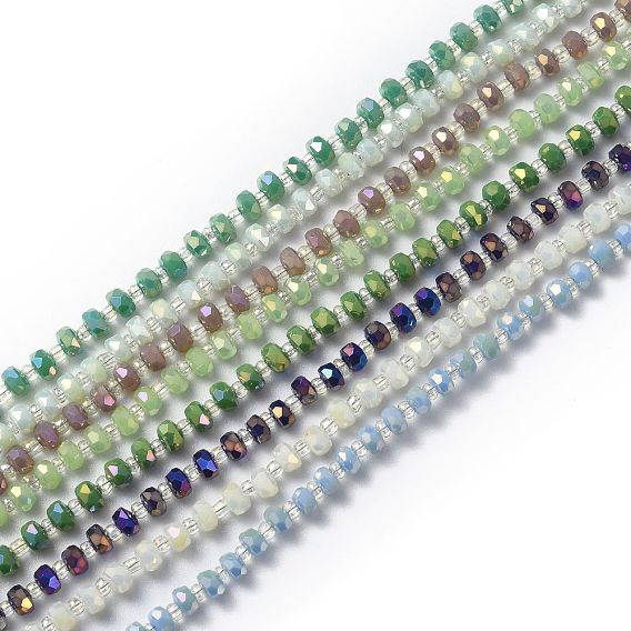 Galvanisieren Glasperlen, facettierte Rondelle, voll Regenbogen plattiert