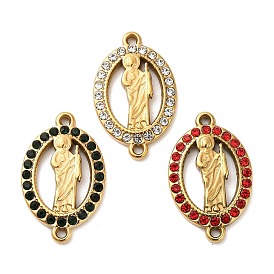 304 овальные стразы из нержавеющей стали с подвесками-соединителями Saint Jude, ионное покрытие (ip), золотые