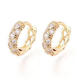 Латунные серьги-кольца из прозрачного кубического циркония