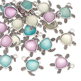 18 шт. Стеклянные подвески, с фурнитурой сплавочной тибетского стиля, черепаховые чары