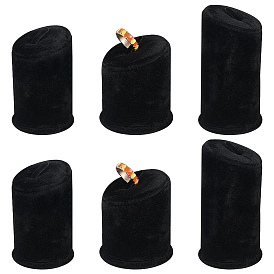 6Pcs 3 Sizes Velvet Ring Displays, Column