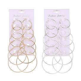 Fashionable Circle Stud Earrings and Geometric Hoops Set of 6 Pieces for One-stop Dropshipping