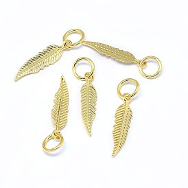 Brass Charms, Leaf, Real 18K Gold Plated