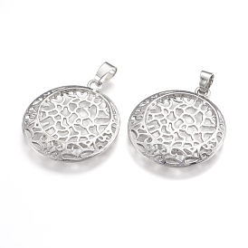 Alloy Pendant Cabochon Open Back Settings, Flat Round
