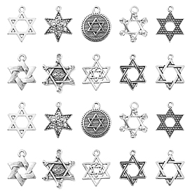 100 шт 10 стили подвески из сплава в тибетском стиле, звезда прелести Дэвида