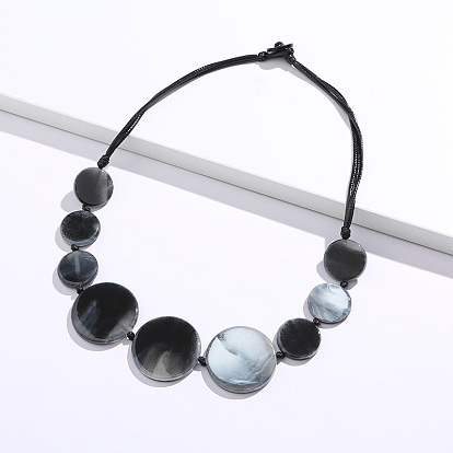 Женские колье-нагрудники из вощеного шнура с плоскими круглыми бусинами, расположенными по диагонали