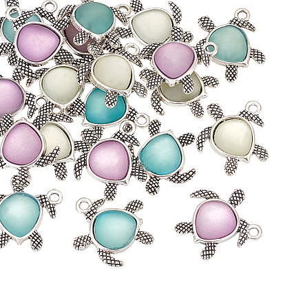 18 шт. Стеклянные подвески, с фурнитурой сплавочной тибетского стиля, черепаховые чары