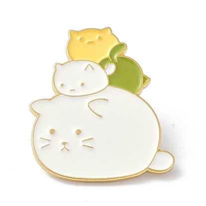 Cute Cats Enamel Pin, Alloy Enamel Brooch Pin for Clothes Bags, Golden
