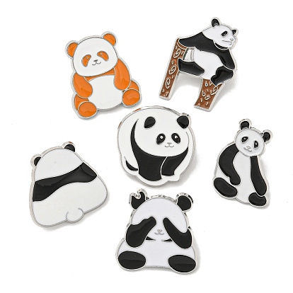 Épingles en émail panda, insigne en alliage plaqué platine pour vêtements de sac à dos