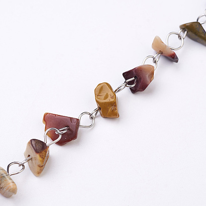 Ручной драгоценный камень бисером цепочки, несварные, для ожерелья браслеты решений, с штифтом из нержавеющей стали