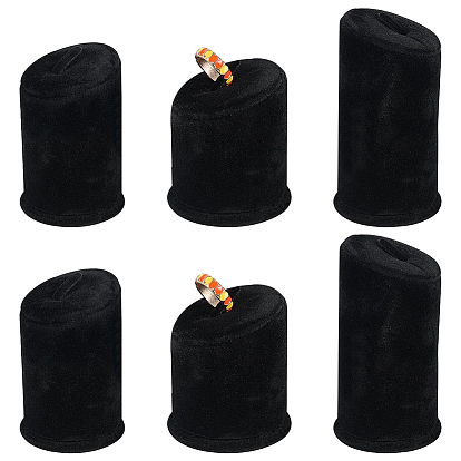 6Pcs 3 Sizes Velvet Ring Displays, Column
