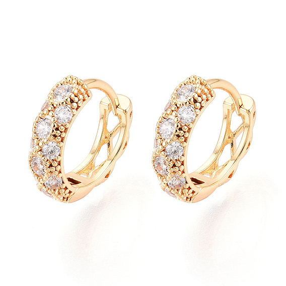 Латунные серьги-кольца из прозрачного кубического циркония