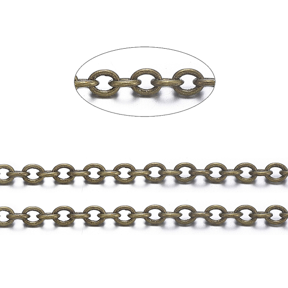 Brass Cable Chains, Soldered, with Spool, Oval, Cadmium Free & Lead Free, Long-Lasting Plated