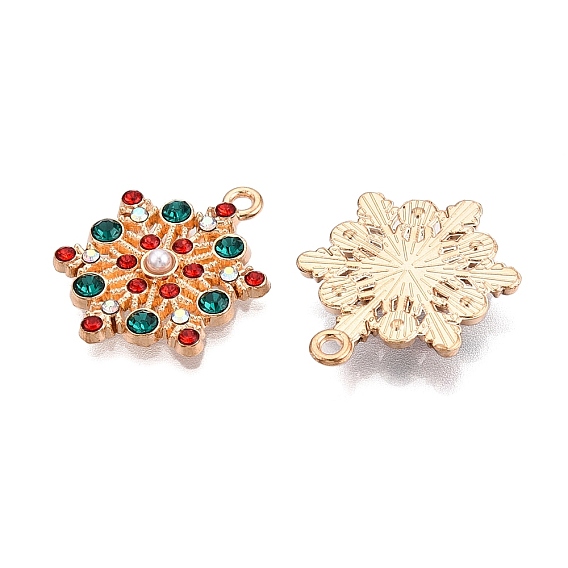 Литые снежинка подвески, с искусственным жемчугом и стразами, без кадмия и без свинца, Новогодняя тема