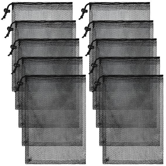 10 шт. нейлоновые сетчатые сумки для хранения, мешочки для упаковки на шнурке, прямоугольные