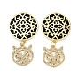 Латунные микро проложить кубического циркония большие кулоны, с акриловой, плоская круглая форма с подвесками в виде головы леопарда, без кадмия и без свинца, стойки покрытие, долговечный, с целью перехода в кольце