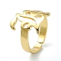 Brass Open Cuff Ring, Old English Initial Letter