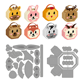 Восьмиугольная сумка из углеродистой стали трафареты для резки штампов, для diy scrapbooking, Фотоальбом, декоративная бумага для тиснения, цвет нержавеющей стали, животное рисунок