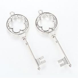 Tibetan Style Alloy Big Pendants, Skeleton Key, Cadmium Free & Lead Free,