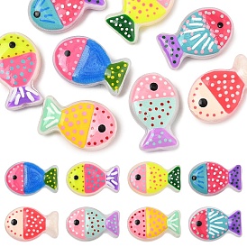 8pcs 8 perles de verre peintes de couleurs, poisson, avec l'émail