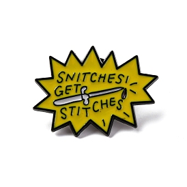 Word Alloy Brooches, Snitches Get Stitches Enamel Pins