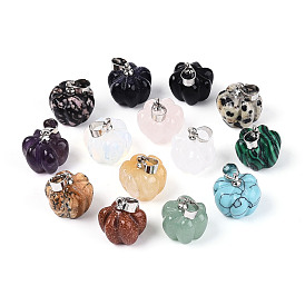 Подвески в виде тыкв из натуральных и синтетических камней, с 304 защелкой из нержавеющей стали на поручнях, цвет нержавеющей стали, смешанные окрашенные и неокрашенные