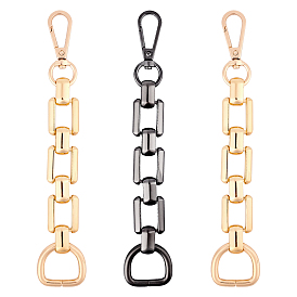 Chaînes d'extension de sac en alliage de zinc, avec fermoir pivotant en alliage de zinc et anneaux en D, pour accessoires de remplacement de sangles de sac, sans cadmium et sans plomb