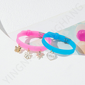 Butterfly Flower Oil Dripping Craft Bracelet - Alloy Silicone Bangle for Women.