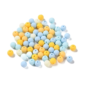 Perles acryliques en silicone imitées de style caoutchouté, ronde