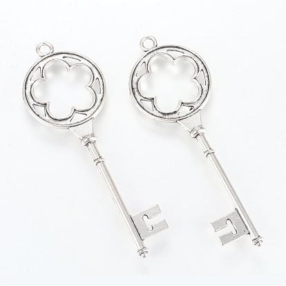 Tibetan Style Alloy Big Pendants, Skeleton Key, Cadmium Free & Lead Free,