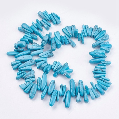 Dyed Natural Howlite Nuggets Beads Strands, 12~20x6~10x3~10mm, Hole: 1mm, about 104pcs/strand, 15.7 inch