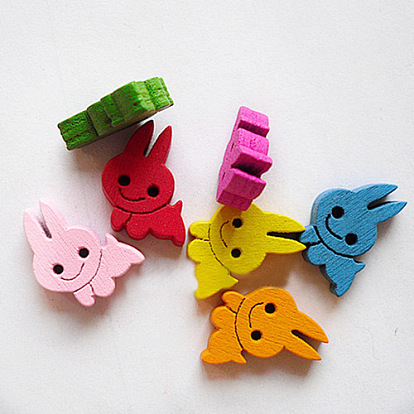 Cartoon Bunny Buttons, Wooden Buttons, Rabbit