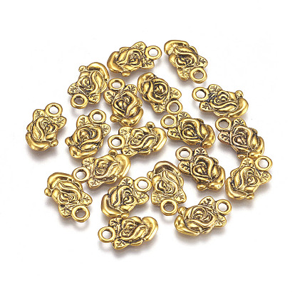 Tibetan Style Alloy Rose Charms, Lead Free and Cadmium Free
