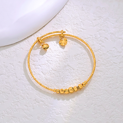 Регулируемые латунные браслеты с подвесками для женщин, сердце и колокольчик