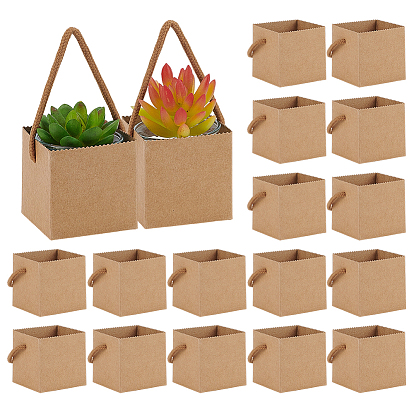 Водонепроницаемые коробки для хранения цветов из крафт-бумаги, с веревкой, квадратный