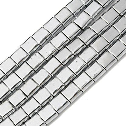 Electroplated Non-magnetic Synthetic Hematite Beads Strands, Square, 2-Hole